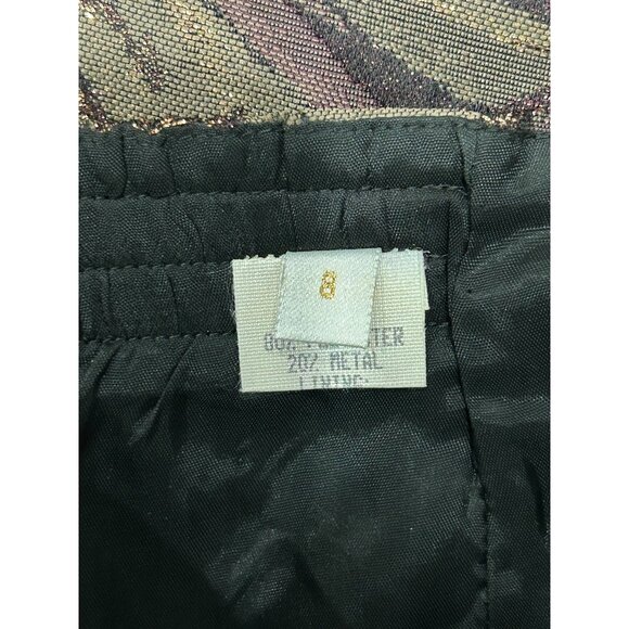 Vintage Metallic Pencil Skirt Purple Gold Size 8 Polyester Shimmer Career Office - Picture 5 of 10